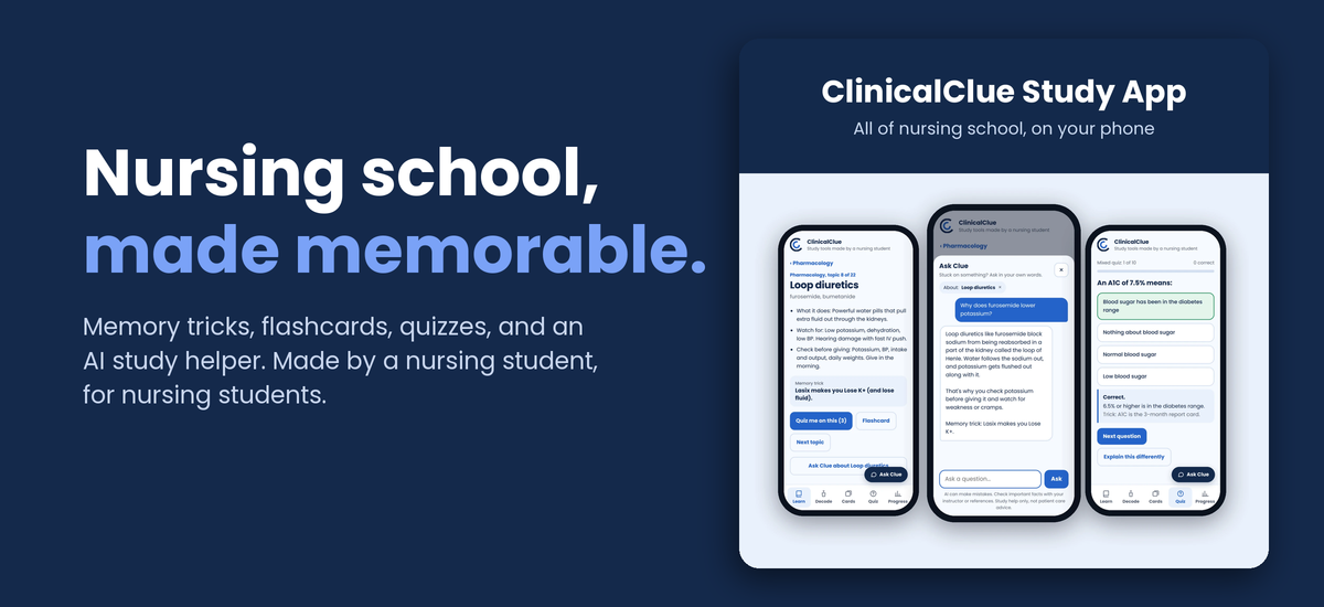 ClinicalClue Study App: Nursing school, made memorable