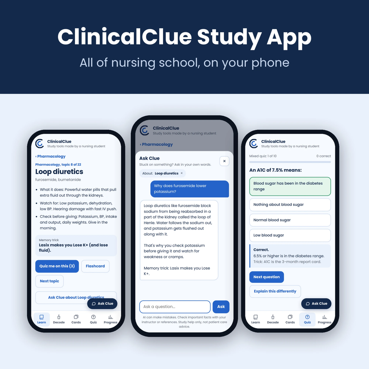 ClinicalClue Study App: all of nursing school on your phone