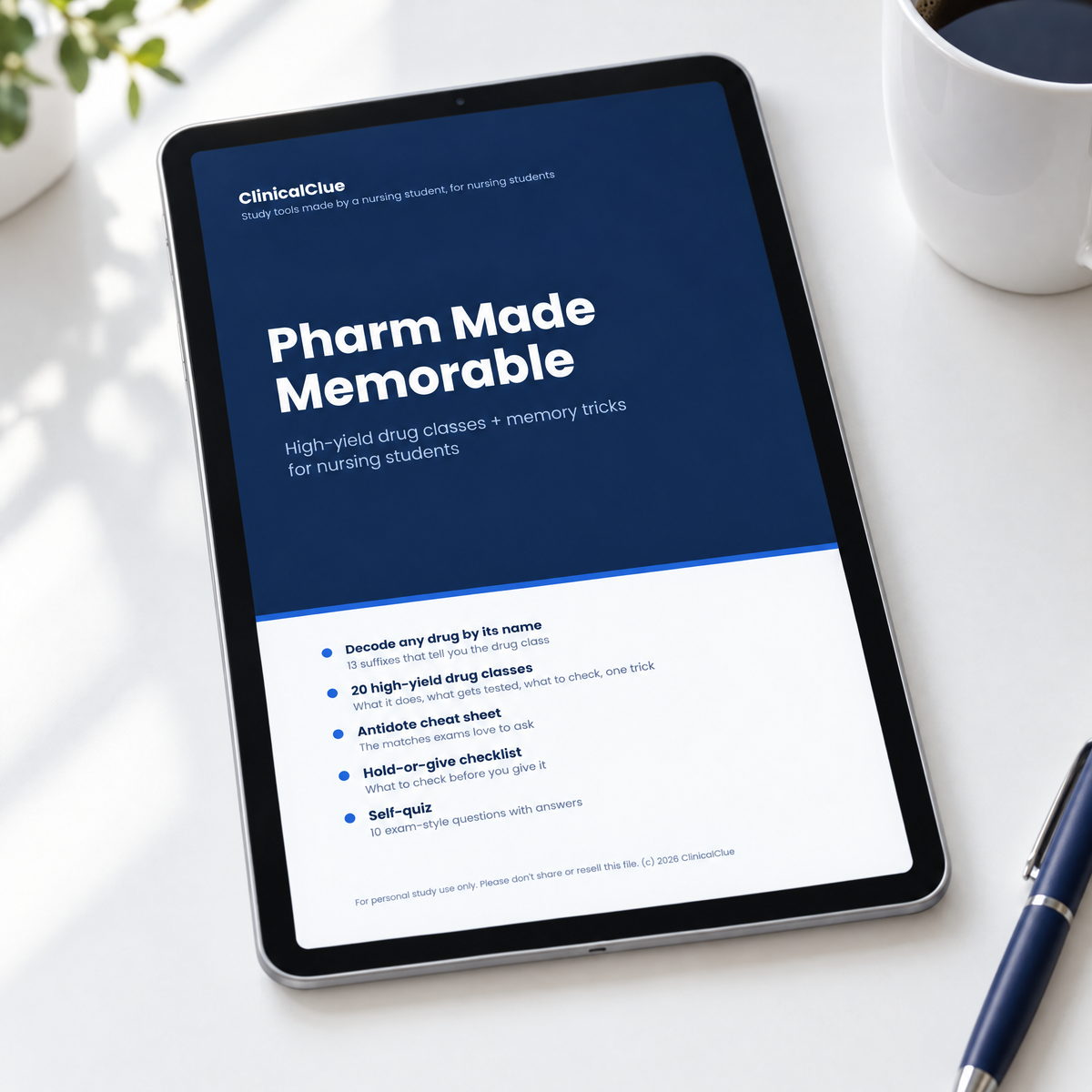 Pharm Made Memorable study guide shown on an iPad